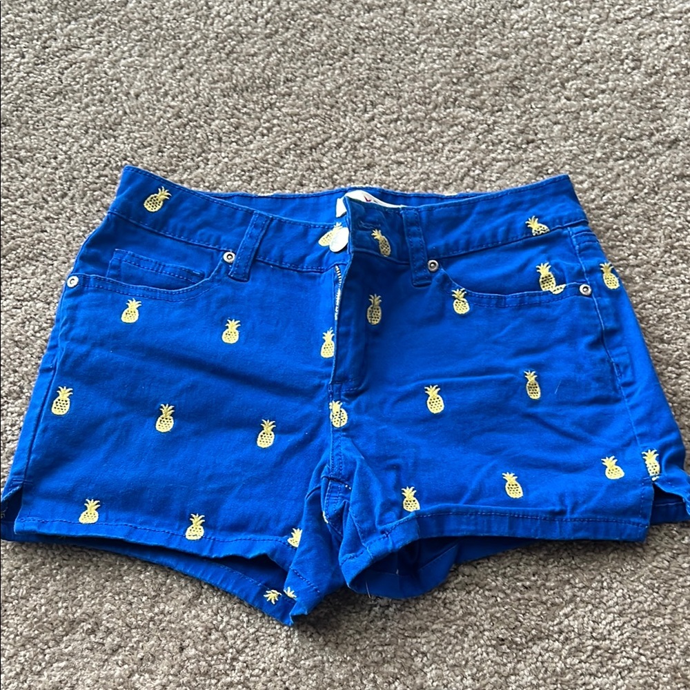 Love Indigo Blue and Yellow Relaxed Fit Shorts